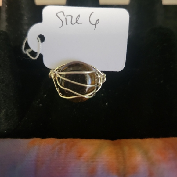 Handmade wire wrapped tigers eye ring size 6 - Picture 2 of 4